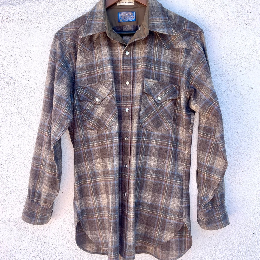 Pendleton men’s wool western Shirt in Brown and Gray